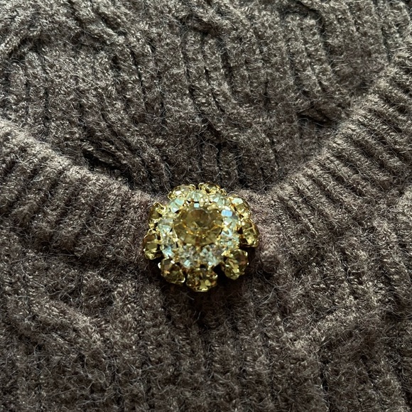 LPA Soren Chocolate Brown Cropped Cable Knit Sweater Ruffle Trim Small Coquette - Picture 6 of 10